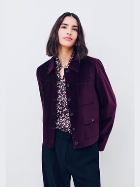 Gorgeous Plum Corduroy Button-Front Jacket